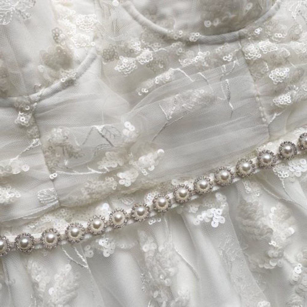 Ivory Blossom Sequin Tiered Maxi Dress  (Self-Portrait) - Picture 6 of 16